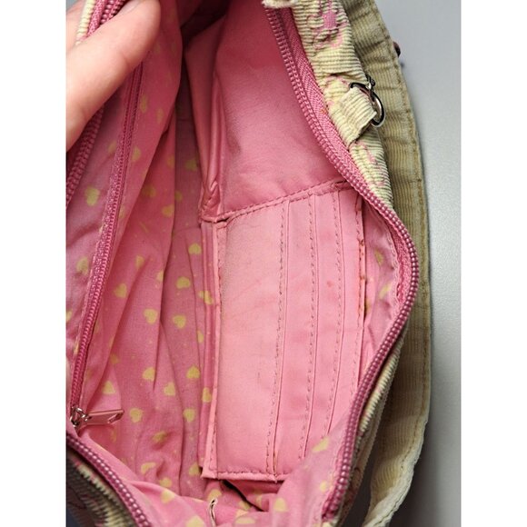 2000s Y2K Hello Kitty Pink & Cream Corduroy Hello Monogram Shoulder Bag Purse - Picture 9 of 15